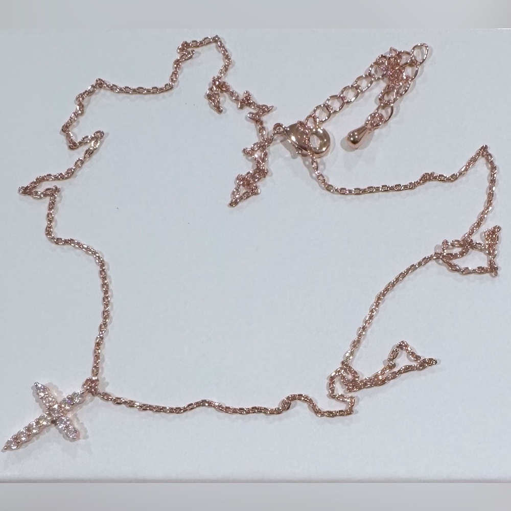18-karat rose gold-filled necklace with a small cross